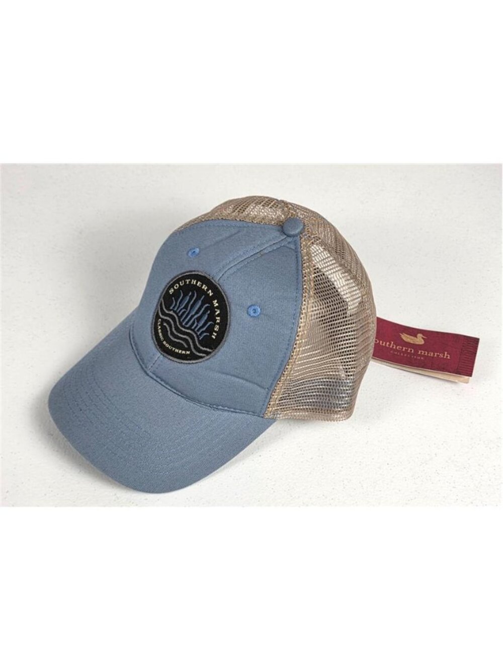 Southern Marsh Trucker Hat Cattail Patch Breaker Blue Mesh Snapback Cap M/L